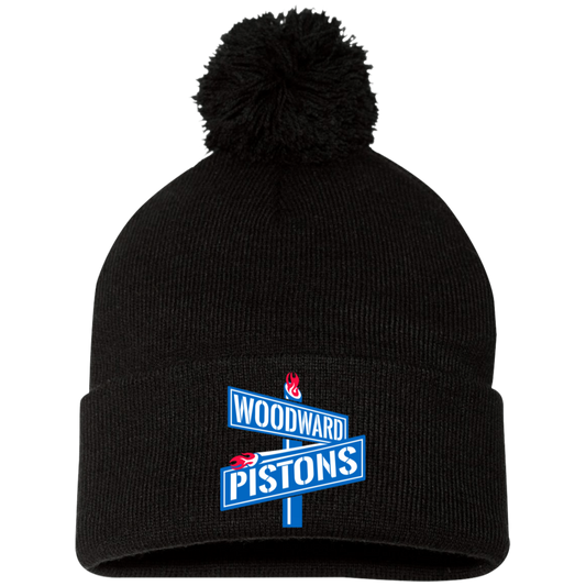 WOODWARD PISTONS Embroidered Pom Pom Knit Cap