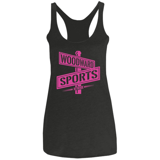 Woodward Pink Ladies' Triblend Racerback Tank