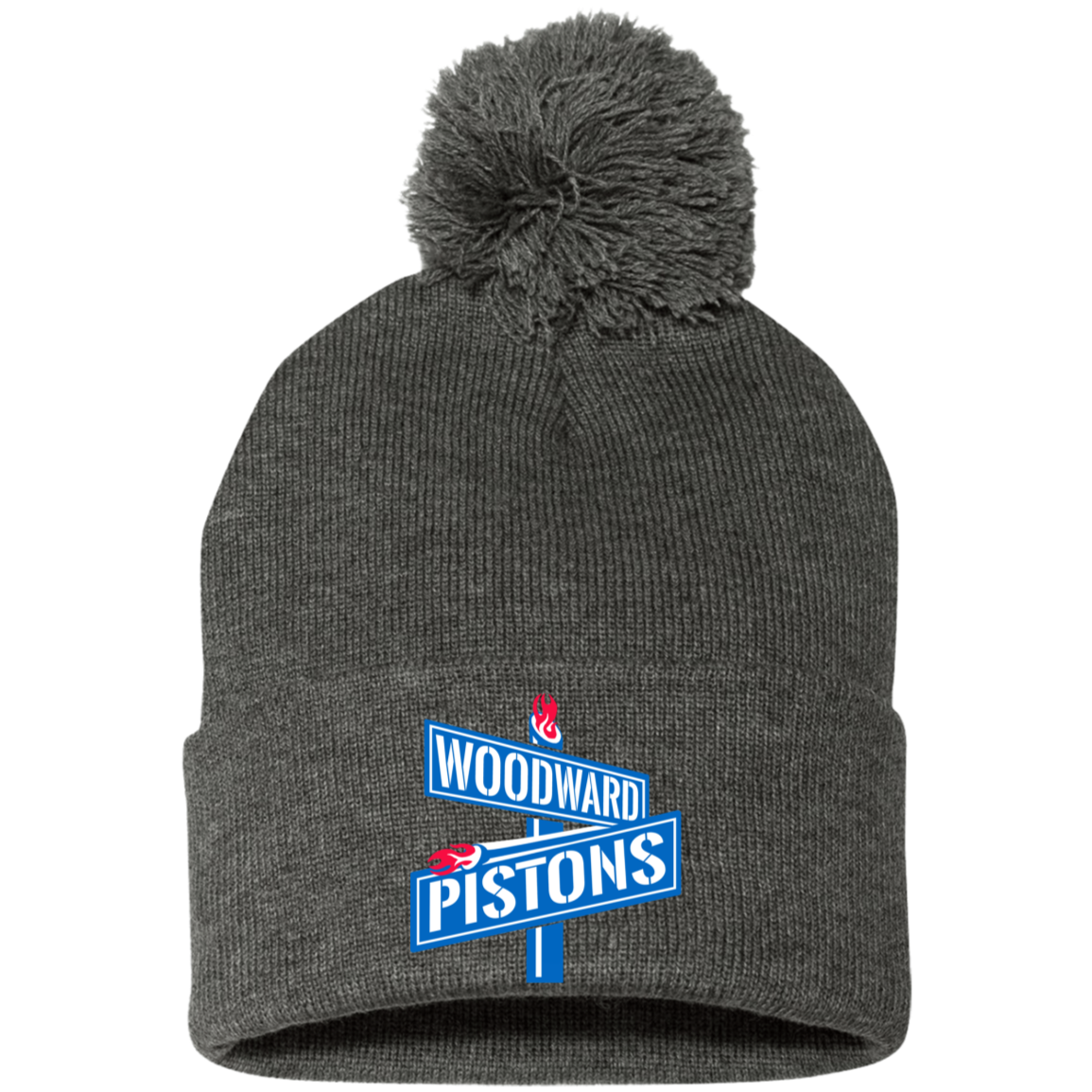WOODWARD PISTONS Embroidered Pom Pom Knit Cap